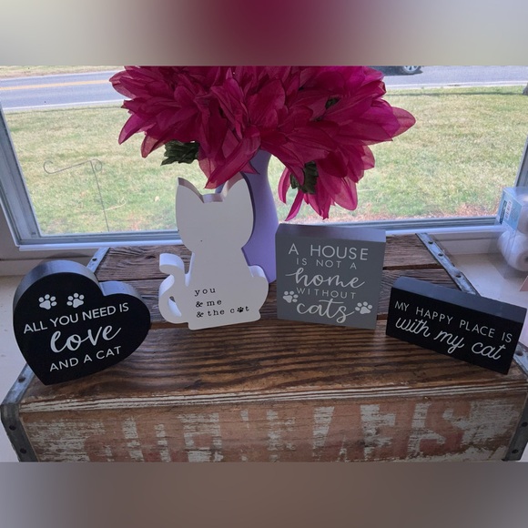 Set Of Four Cat Decor Signs New - Picture 2 of 7